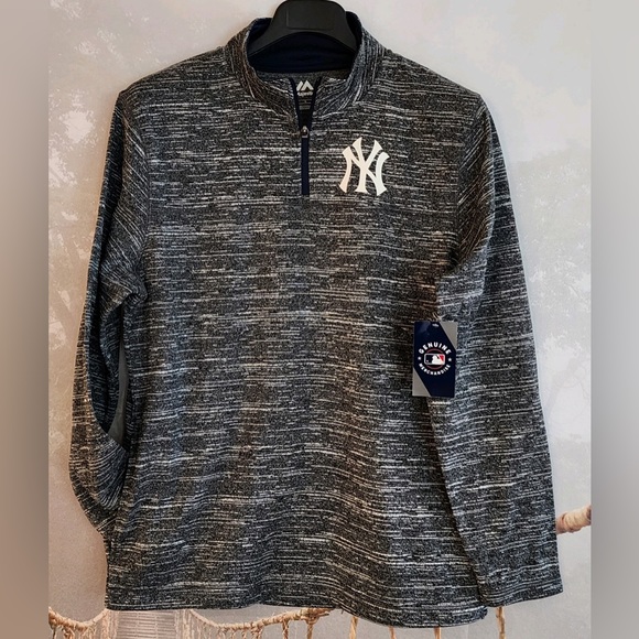 NY Yankees Official MLB Fanatics Branded by Majestic Primary Logo 1/4 Zip Jkt - Picture 3 of 7